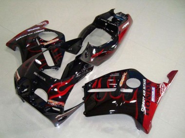 Best 1988-1989 Honda CBR250RR MC19 Motorcycle Fairings - Glossy Black Red Flame UK