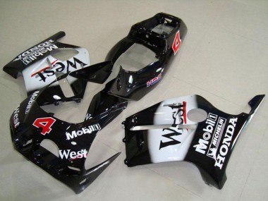 Best 1988-1989 Honda CBR250RR MC19 Motorcycle Fairings - Glossy Black White West Mobil HRC 4 UK