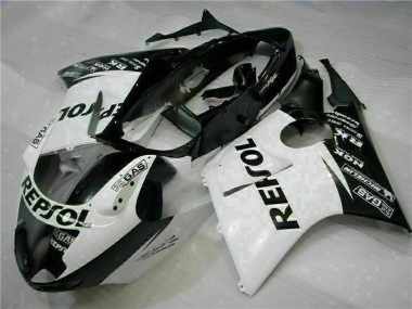 Best 1996-2007 Honda CBR1100XX Blackbird Motorcycle Fairings - White Glossy Black Repsol UK