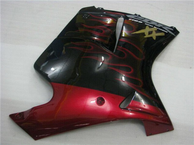 1996-2007 Honda CBR1100XX Blackbird Abs Motorcycle Fairings - Glossy Black Red Flame UK