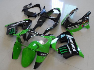 Best 2000-2001 Kawasaki ZX9R Motorcycle Fairings - Glossy Black Green Monster UK