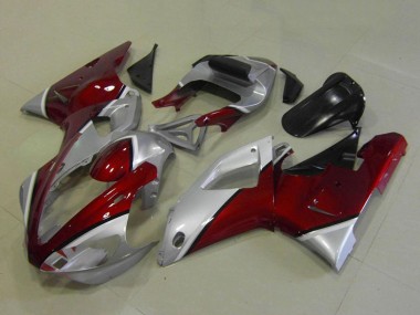 Best 2000-2001 Yamaha YZF R1 Motorcycle Fairings - Silver Maroon Red UK