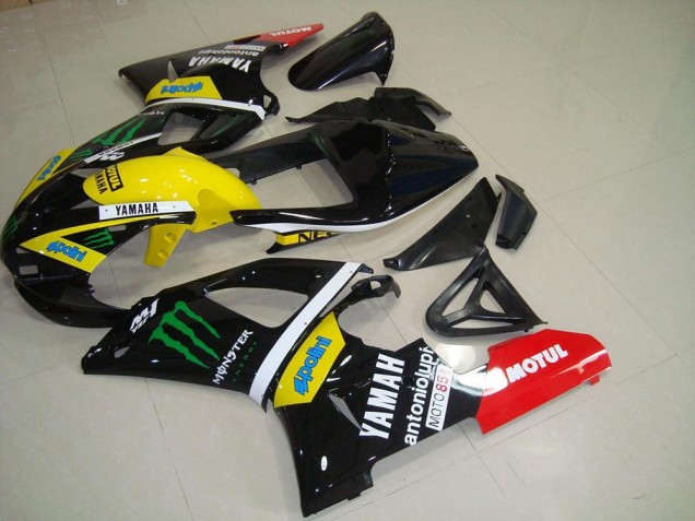 2000-2001 Yamaha YZF R1 Motorcycle Fairings - Glossy Black Yellow White Red Monster Motul UK
