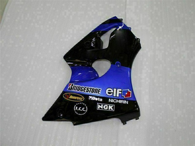 2000-2002 Kawasaki ZX6R Motorcycle Fairings - Blue Glossy Black Elf Bridgestone UK