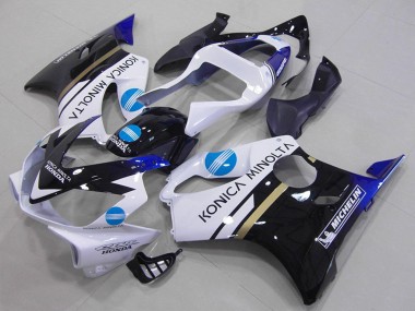 Best 2001-2003 Honda CBR600 F4i Motorcycle Fairings - White Blue Glossy Black Konica Minolta UK