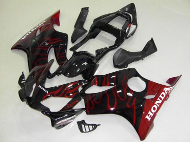 Best 2001-2003 Honda CBR600 F4i Motorcycle Fairings - Glossy Black Red Flame UK
