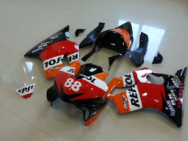 2001-2003 Honda CBR600 F4i Motorcycle Fairings - Orange White Red Glossy Black Racing Repsol 88 UK