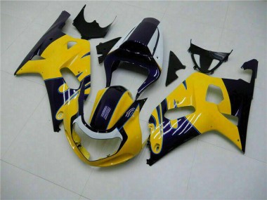 Best 2001-2003 Suzuki GSXR 600/750 Motorcycle Fairings - Yellow Dark Blue Glossy Black UK