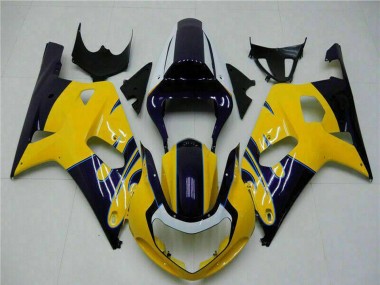 Best 2001-2003 Suzuki GSXR 600/750 Motorcycle Fairings - Yellow Dark Blue Glossy Black UK