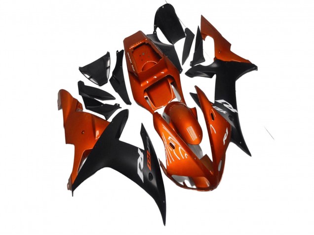 2002-2003 Yamaha YZF R1 Motorcycle Fairings - Orange Matte Black UK