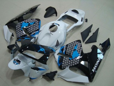 Best 2003-2004 Honda CBR600RR Motorcycle Fairing - White Blue Glossy Black UK