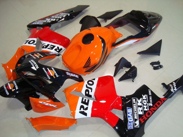 2003-2004 Honda CBR600RR Motorcycle Fairings Kit - Orange White Red Glossy Black Repsol UK