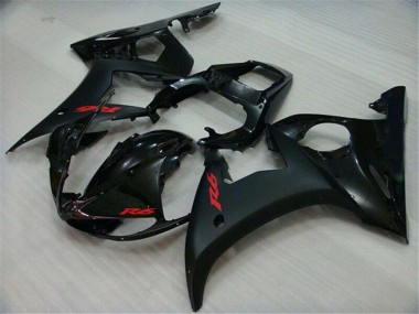 Best 2003-2004 Yamaha YZF R6 Motorcycle Fairings - Glossy Black Matte Black Red Decals UK