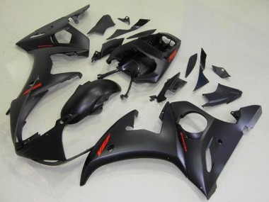 Best 2003-2004 Yamaha YZF R6 Motorcycle Fairings - Matte Black Red Decals UK
