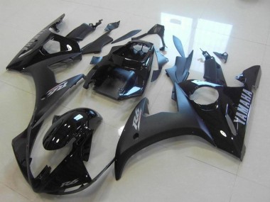 Best 2003-2004 Yamaha YZF R6 Motorcycle Fairings - Glossy Black Matte Black Silver Decals UK