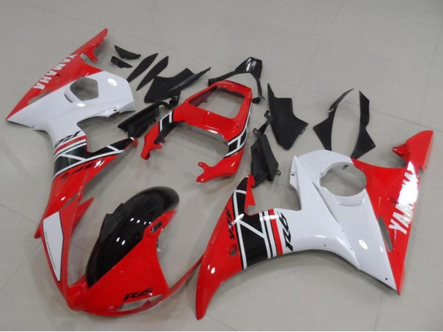 2003-2004 Yamaha YZF R6 Motorcycle Fairing Kits - White Red Glossy Black UK