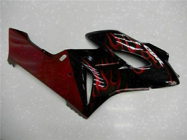 2004-2005 Honda CBR1000RR Motorcycle Fairings - Glossy Black Red Flame UK