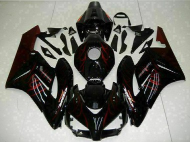Best 2004-2005 Honda CBR1000RR Motorcycle Fairings - Glossy Black Red Flame UK