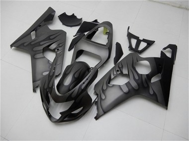 Best 2004-2005 Suzuki GSXR 600/750 Motorcycle Fairings - Grey Black Flame UK