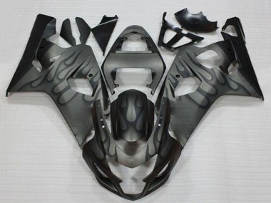 Best 2004-2005 Suzuki GSXR 600/750 Motorcycle Fairings - Grey Black Flame UK