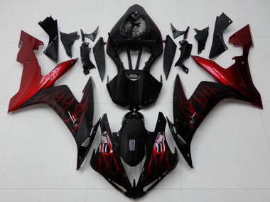 Best 2004-2006 Yamaha YZF R1 Motorcycle Fairings - Glossy Black Red Flame UK
