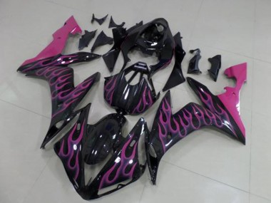 Best 2004-2006 Yamaha YZF R1 Motorcycle Fairings - Glossy Black Pink Flame UK