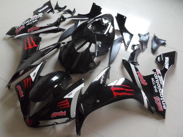 2004-2006 Yamaha YZF R1 Motorcycle Fairings - Glossy Black Red Monster UK
