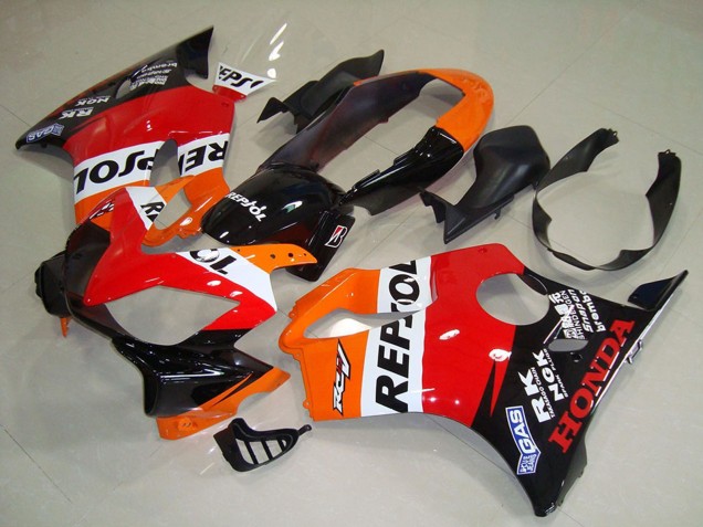 2004-2007 Honda CBR600 F4i Motorcycle Fairing - Orange White Red Glossy Black Repsol UK