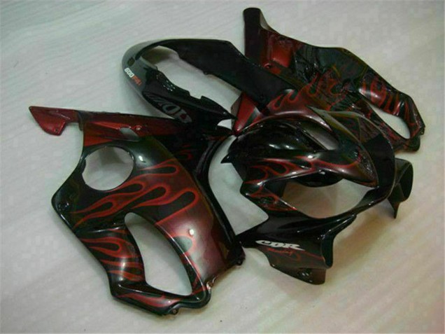2004-2007 Honda CBR600 F4i Motorcycle Fairings - Glossy Black Red Flame UK