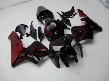 Best 2005-2006 Honda CBR600RR Motorcycle Fairing Kits - Glossy Black Red Flame UK