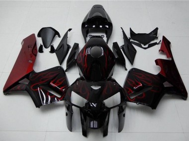 Best 2005-2006 Honda CBR600RR Motorcycle Fairing Kits - Glossy Black Red Flame UK