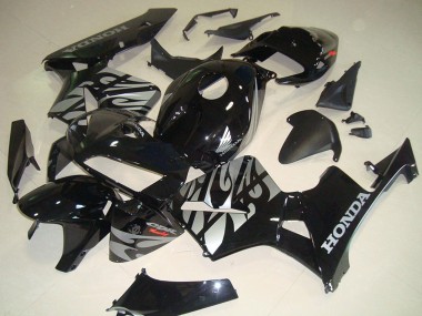 Best 2005-2006 Honda CBR600RR Motorcycle Fairings - Glossy Black Silver with Flame UK