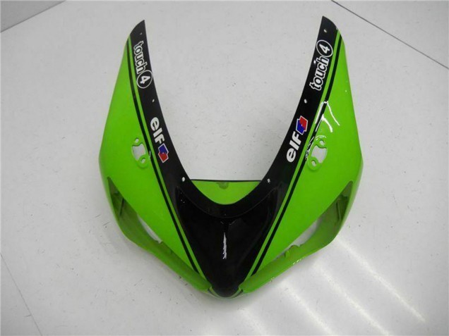 2005-2006 Kawasaki ZX6R Motorcycle Fairings - Green Glossy Black Elf UK