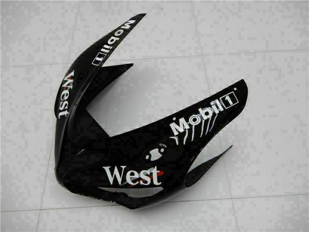 2005-2006 Kawasaki ZX6R Motorcycle Fairings - Glossy Black White West UK