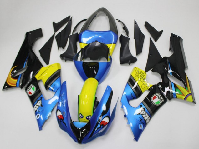 2005-2006 Kawasaki ZX6R Motorcycle Fairings - Blue Yellow Black Shark UK