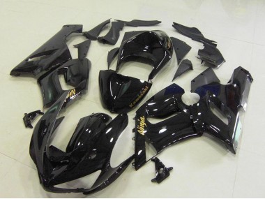 Best 2005-2006 Kawasaki ZX6R Motorcycle Fairings - Glossy Black Gold Decals UK