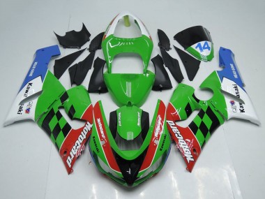 Best 2005-2006 Kawasaki ZX6R Motorcycle Fairings - White Green Red Blue Black Motocard UK