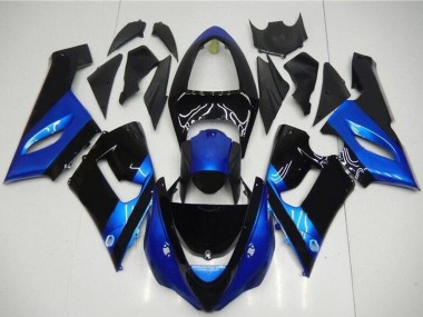 Best 2005-2006 Kawasaki ZX6R Motorcycle Fairing Kits - Blue Glossy Black UK