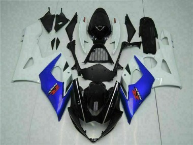 Best 2005-2006 Suzuki GSXR 1000 Motorcycle Fairing - White Blue Glossy Black UK