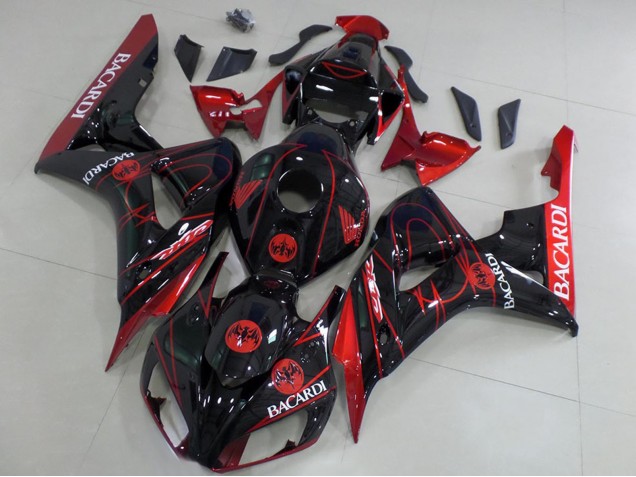 2006-2007 Honda CBR1000RR Motorcycle Fairings - Red Glossy Black Bacardi UK