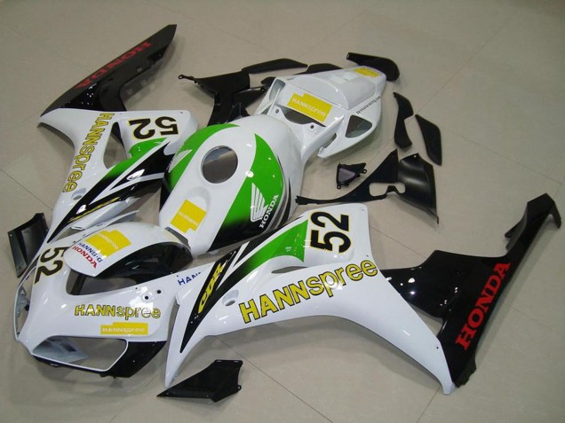 2006-2007 Honda CBR1000RR Motorcycle Fairings - White Green Yellow Glossy Black Hannspree 52 UK