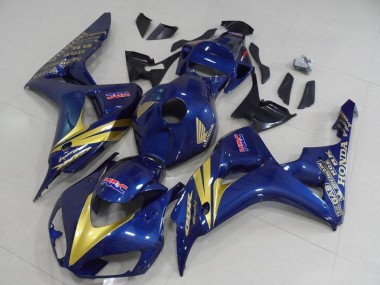 Best 2006-2007 Honda CBR1000RR Motorcycle Fairings - Dark Blue Gold Stripe UK