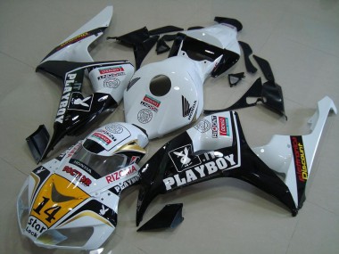 Best 2006-2007 Honda CBR1000RR Motorcycle Fairings - White Yellow Glossy Black Denso Playboy 14 UK