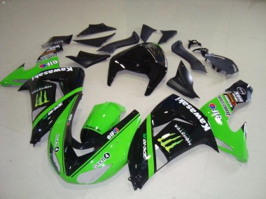 Best 2006-2007 Kawasaki ZX10R Motorcycle Fairings - Green Silver Glossy Black Monster UK