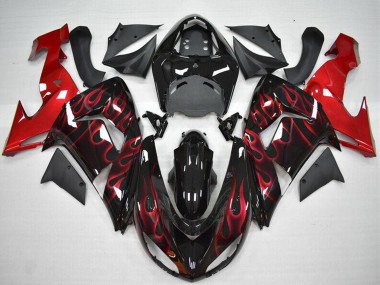 Best 2006-2007 Kawasaki ZX10R Motorcycle Fairing - Glossy Black Red Flame UK