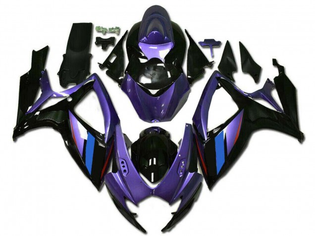 2006-2007 Suzuki GSXR 600/750 Motorcycle Fairings - Purple Blue Glossy Black Stripe UK