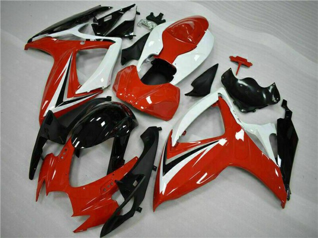 2006-2007 Suzuki GSXR 600/750 Motorcycle Fairings - White Red Glossy Black Stripe UK