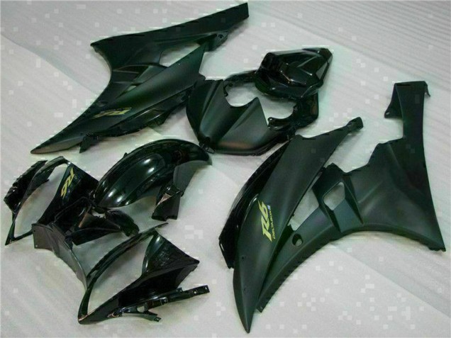 2006-2007 Yamaha YZF R6 Motorcycle Fairings - Glossy Black Matte Black Gold Decals UK