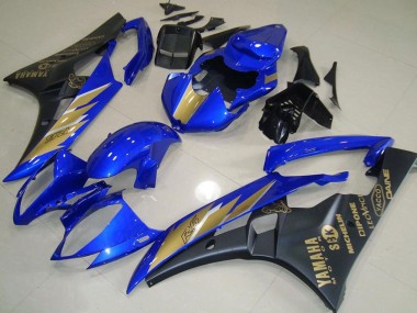 Best 2006-2007 Yamaha YZF R6 Motorcycle Fairings - Blue Gold Matte Black UK