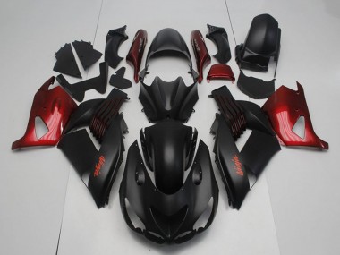 Best 2006-2011 Kawasaki ZX14R ZZR1400 Motorcycle Fairings - Matte Black Red Ninja UK